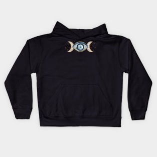 Eye - Triple Moon - Gemstone and gold Kids Hoodie